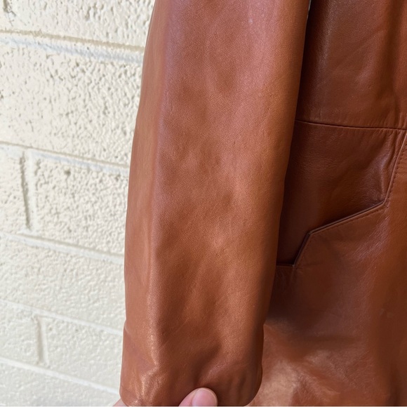 Vintage Miss Simone Brown Leather Jacket Women’s Size 8 Belted 70’s blazer - Picture 3 of 9